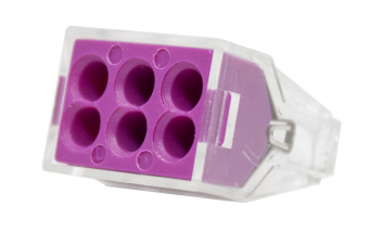 Зажим разветвительный втычной шестигнездовой фиолетовый макс.сечение 2,5  кв.мм 24 А (1 пакет/50 шт.)