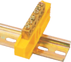 Шинка нулевая латунная на Din-опоре 8х12мм 6 отв. Цвет желтый