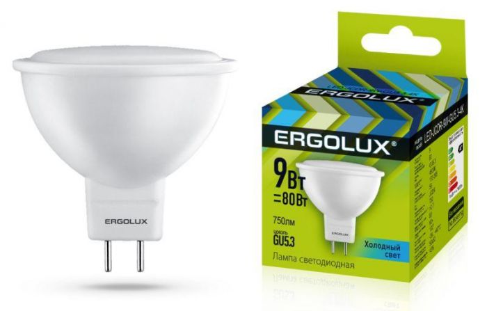 Лампа светодиодная LED-JCDR-9W-GU5.3-4K JCDR 9Вт GU5.3 4500К 172-265В Ergolux 13625