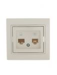 Розетка компьютерная + телефонная 2-м СП Mira RJ45 + RJ11 крем./крем.. LEZARD 701-0303-143