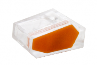 Зажим разветвительный втычной трехгнездовой прозрачный с оранжевой вставкой макс.сечение 2,5  кв.мм 24 А (1 пакет/50 шт.)