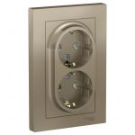 Розетка 2-м СП AtlasDesign 16А IP20 с заземл. защ. шторки в сборе шампань SE ATN000526 Розетка 2-м СП AtlasDesign 16А IP20 с заземл. защ. шторки в сборе шампань SE ATN000526