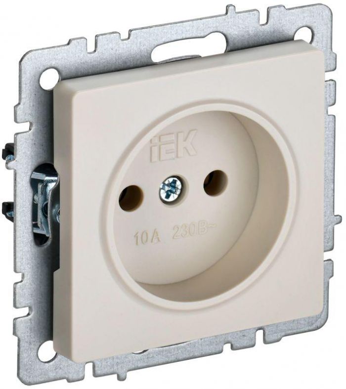 Розетка BRITE РС10-1-0-БрКр 10А без заземл. без защ. шторок беж. IEK BR-R10-10-K10