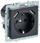 Розетка BRITE РЮш10-1-БрЧ 16А с USB A+A 2.1А с заземл. защ. шторки черн. IEK BR-R14-16-U21-D21-K02 Розетка BRITE РЮш10-1-БрЧ 16А с USB A+A 2.1А с заземл. защ. шторки черн. IEK BR-R14-16-U21-D21-K02