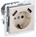 Розетка BRITE РЮш10-1-БрКр 16А с USB A+A 2.1А с заземл. защ. шторки беж. IEK BR-R14-16-U21-D21-K10 Розетка BRITE РЮш10-1-БрКр 16А с USB A+A 2.1А с заземл. защ. шторки беж. IEK BR-R14-16-U21-D21-K10