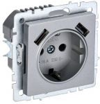 Розетка BRITE РЮш10-2-БрА 16А с USB A+A 3.1А с заземл. защ. шторки алюм. IEK BR-R14-16-U21-D31-K47 Розетка BRITE РЮш10-2-БрА 16А с USB A+A 3.1А с заземл. защ. шторки алюм. IEK BR-R14-16-U21-D31-K47