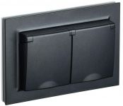 Розетка 2-м СП BRITE РСбш12-3-44-БрЧ 16А в сборе IP44 с крышкой черн. IEK BR-R26-16-44-K02-F Розетка 2-м СП BRITE РСбш12-3-44-БрЧ 16А в сборе IP44 с крышкой черн. IEK BR-R26-16-44-K02-F