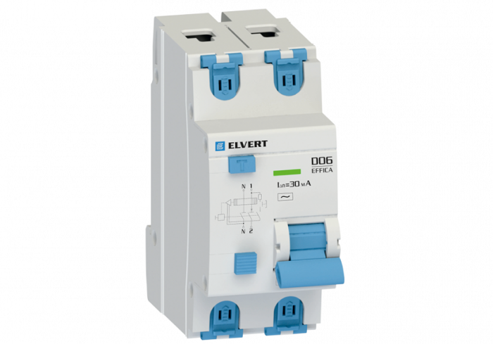 Автоматический выключатель дифф.тока D06 2р C10 30 мА электрон. тип АС ELVERT