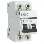 Выключатель автоматический модульный 2п C 6А 4.5кА ВА 47-29 Basic EKF mcb4729-2-06C Выключатель автоматический модульный 2п C 6А 4.5кА ВА 47-29 Basic EKF mcb4729-2-06C