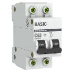 Выключатель автоматический модульный 2п C 63А 4.5кА ВА 47-29 Basic EKF mcb4729-2-63C Выключатель автоматический модульный 2п C 63А 4.5кА ВА 47-29 Basic EKF mcb4729-2-63C